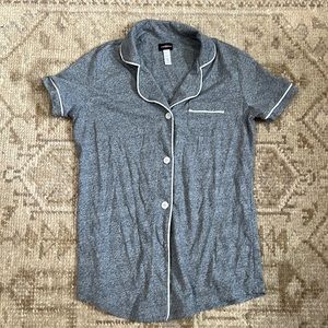 Cosabella Heather Grey Pima Cotton Pajama Short Sleeve Shirt Sz S